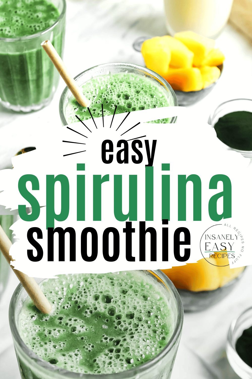 Pinterest collage of photos for Spirulina Smoothie